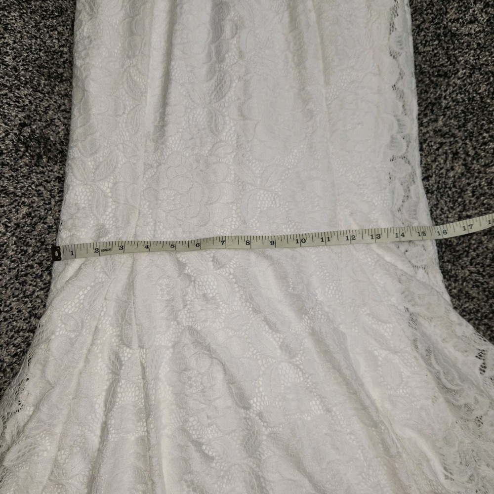 Lulus White Lace V Neck Fit N Flare Memermaid Wedding Dress Style# IDE76196 Nwt - Picture 7 of 14